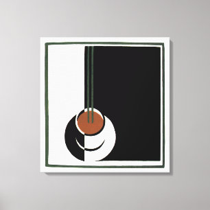 Art Deco antiek, kopje koffie met stoom Canvas Afdruk