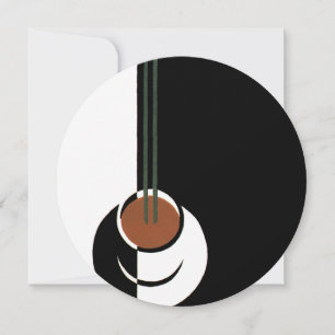 Art Deco antiek, kopje koffie met stoom Kaart