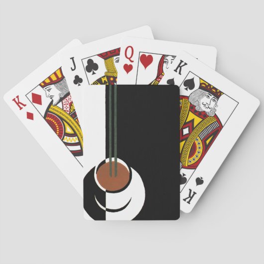 Art Deco antiek, kopje koffie met stoom Pokerkaarten (Achterkant)