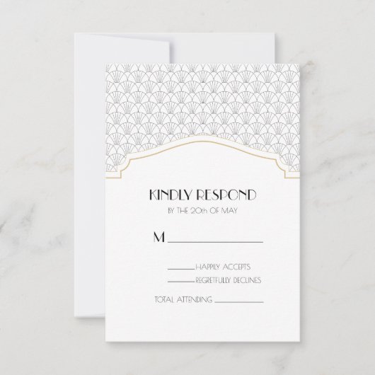 Art Deco Antwoord/RSVP Bijgevoegde kaart (Voorkant)