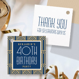 Art Deco Any Age Birthday Party Thank You Navy Bedankjes Labels