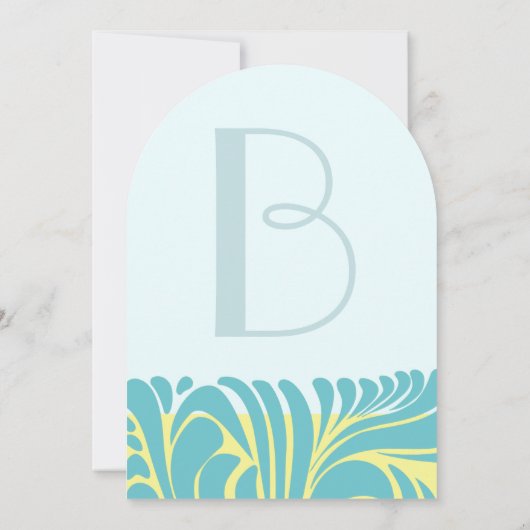 Art Deco Aqua Citrus Gele Swirl Kaart (Achterkant)