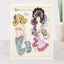 Art Deco Aqua Mermaid Paper Victoriaans kleding vo Kaart