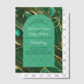 Art Deco Arch Dark Emerald Green Wedding Vellum Uitnodigingen (Offset (Uitnodiging))