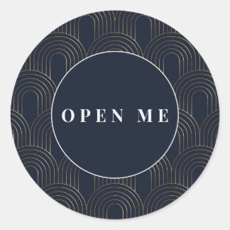 Art Deco Arches | Elegant "Open Me" Ronde Sticker