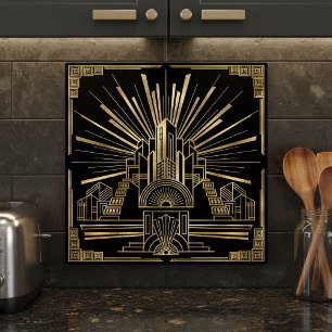 Art Deco architecturale geometrische patroon #7 ID Tegeltje