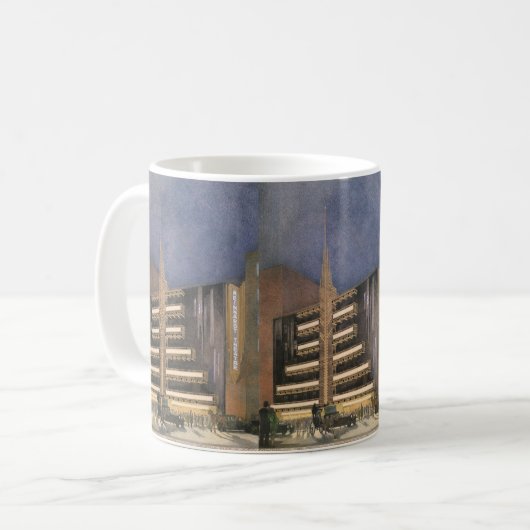 Art Deco Architecture, Building in NYC Koffiemok (Voorkant links)