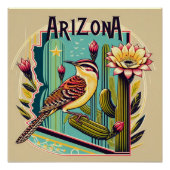 Art Deco Arizona State vogel- en bloemontwerp Perfect Poster (Voorkant)