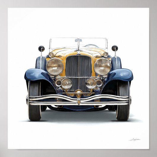 Art Déco Art Automobile : Roadster Doré (Devant)