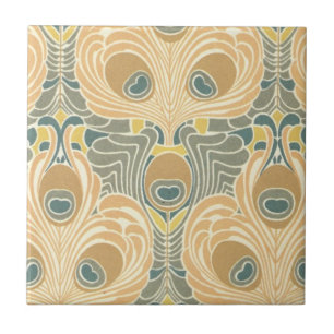 art deco art nouveau pauw patroon kunst tegeltje