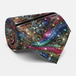 Art Deco Art Nouveau Regenboog Printplaat Das