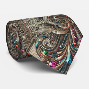 Art Deco Art Nouveau Regenboog Printplaat Heren Da Stropdas