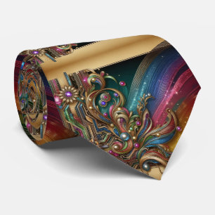 Art Deco Art Nouveau Regenboog Printplaat Herenket Stropdas