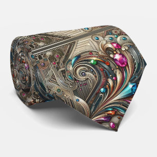 Art Deco Art Nouveau Regenboog Printplaat Herenket Stropdas
