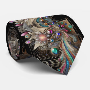 Art Deco Art Nouveau Regenboog Printplaat Herenket Stropdas