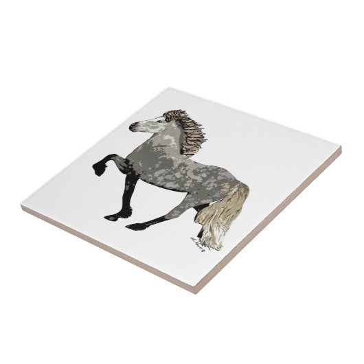 Art Deco Astrid IJslandse paarden Tegeltje (Zijkant)