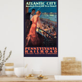  Art Deco Atlantic City op nachtreizen Poster (Keuken)