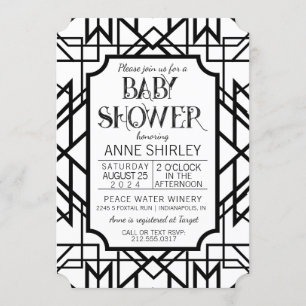 Art Deco Baby shower Invitation 1920 Gatsby Kaart
