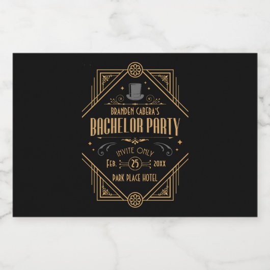 Art Deco Bachelor Party Speakeasy Favor Likeurfles Etiket (Enkel label)