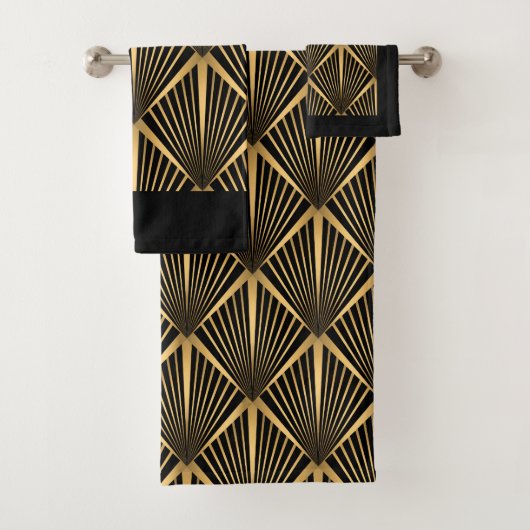 Art Deco Back en Gold Bad Handdoek (Insitu)