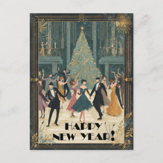 Art Deco Balzaal Dans Gelukkig Nieuwjaar Briefkaart