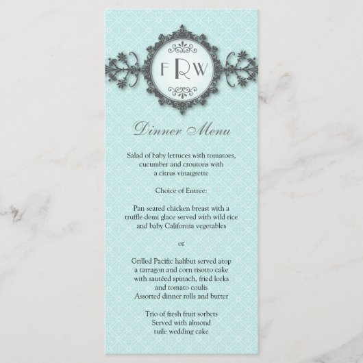 Art Deco Band Aqua Wedding Menu (Voorkant)