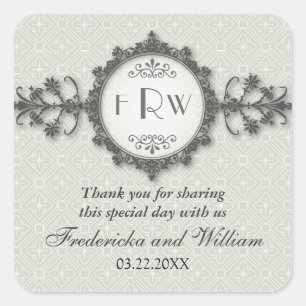 Art Deco Band Taupe Bruiloft Sticker