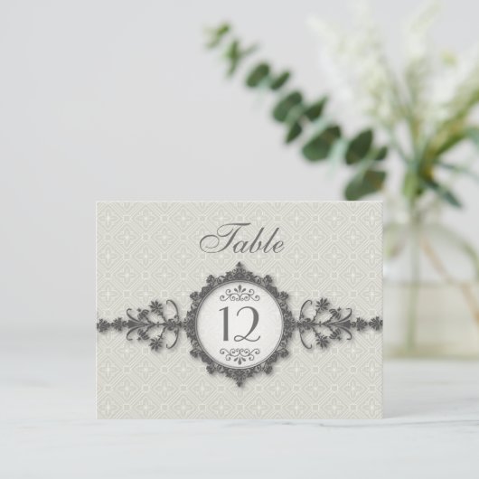 Art Deco Band Taupe Tafelnummer Kaart (Staand voorkant)