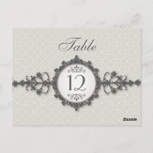 Art Deco Band Taupe Tafelnummer Kaart (Achterkant)