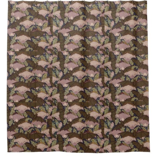  Art Deco Bat en Flowers Douchegordijn (Voorkant)