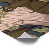  Art Deco Bat en Flowers Poster (Hoek)