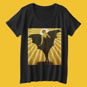 Art Deco "Bat Lady Sunburst" Grote Maat T-shirt