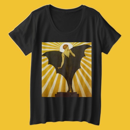  Art Deco "Bat Lady Sunburst" Grote Maat T-shirt