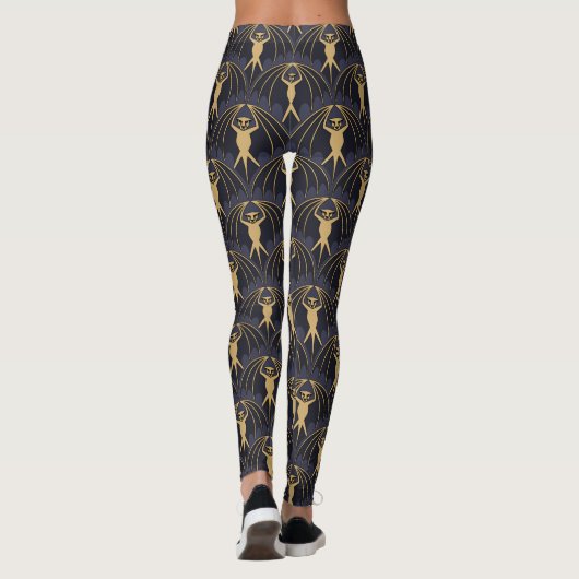 Art Deco Bat Pattern Leggings (Achterkant)