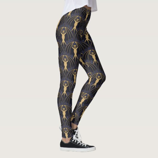 Art Deco Bat Pattern Leggings (Rechts)