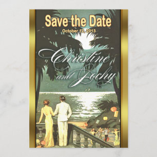 Art Deco  Beach Wedding Save The Date