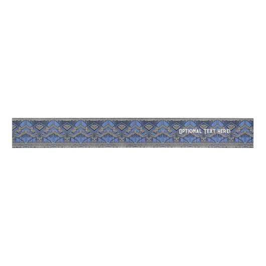 Art Deco - Beaded kleppers - blauw en zilver Grosgrain Lint (Voorkant)