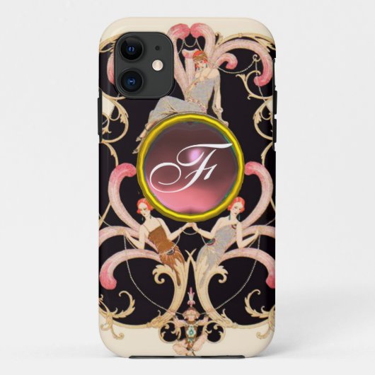 ART DECO BEAUTY MODE PINK GEMSTONE MONOGRAM Case-Mate iPhone CASE (Achterkant)