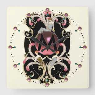 ART DECO BEAUTY MODE PINK GEMSTONE MONOGRAM VIERKANTE KLOK
