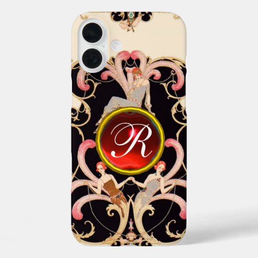 ART DECO BEAUTY MODE RED RUBY GEMSTONE MONOGRAM Case-Mate iPhone CASE (Achterkant)