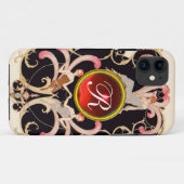 ART DECO BEAUTY MODE RED RUBY GEMSTONE MONOGRAM Case-Mate iPhone CASE (Achterkant (horizontaal))