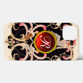 ART DECO BEAUTY MODE RED RUBY GEMSTONE MONOGRAM Case-Mate iPhone CASE (Achterkant (horizontaal))