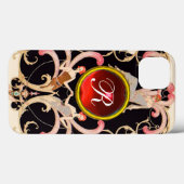 ART DECO BEAUTY MODE RED RUBY GEMSTONE MONOGRAM Case-Mate iPhone CASE (Achterkant (horizontaal))