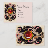ART DECO BEAUTY MODE RED RUBY GEMSTONE MONOGRAM VISITEKAARTJE (Voorkant / Achterkant)