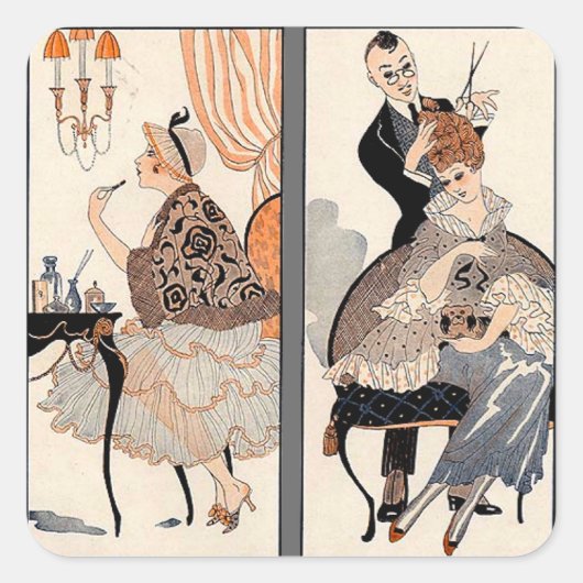 Art Deco Beauty Vierkante Sticker (Voorkant)