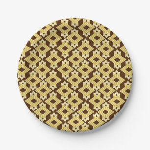 Art Deco behangpatroon, bruin en goud Papieren Bordje