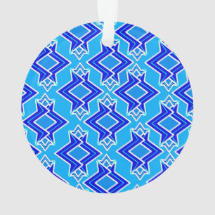 Art Deco Behangpatroon, Ceruleanblauw Ornament
