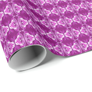 Art Deco behangpatroon - diep paars en wit Cadeaupapier