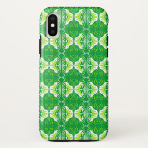 Art Deco-behangpatroon - groen en wit iPhone XS Hoesje