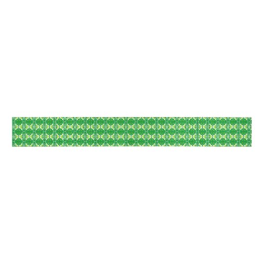 Art Deco-behangpatroon - groen en wit Grosgrain Lint (Voorkant)